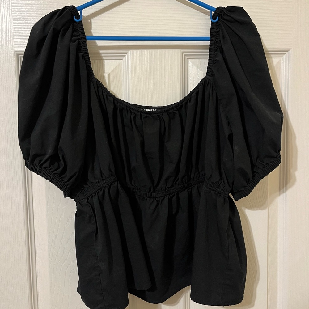 Express Black Puff Sleeve Blouse